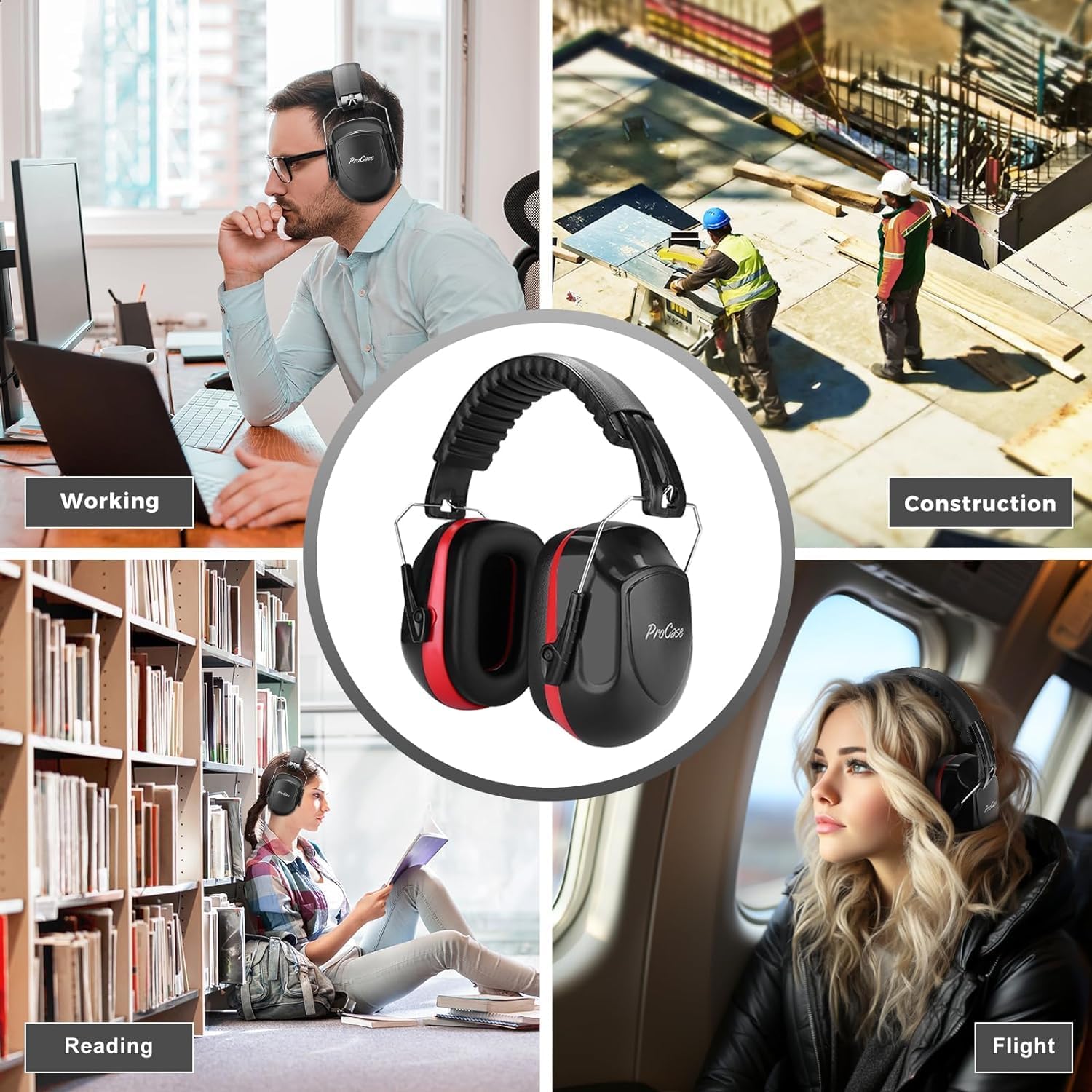 ProCase NRR 28dB Noise Reduction Ear Muffs, Foldable Adjustable Noise Cancelling Headphones - Image 7