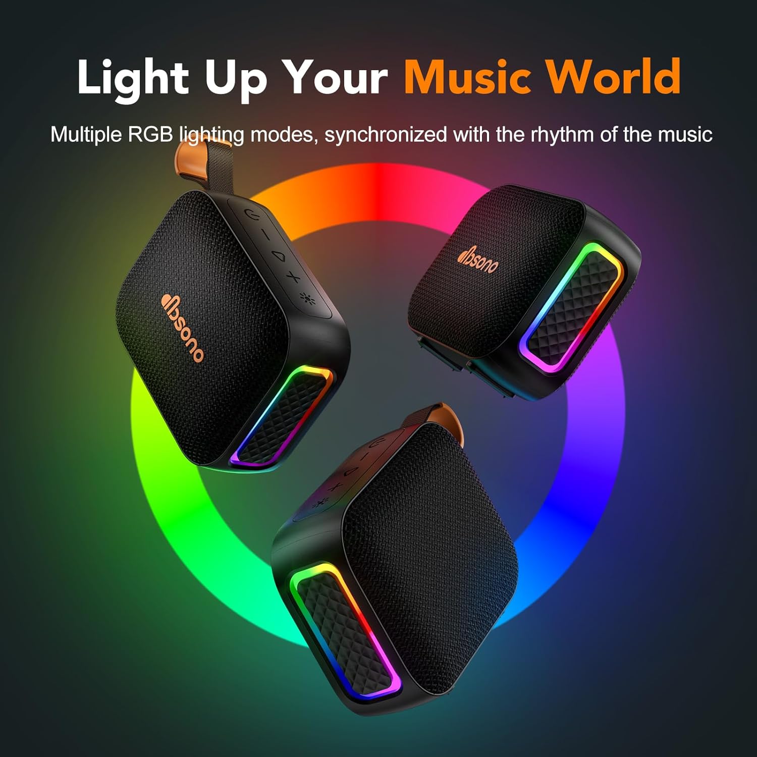 Portable Bluetooth Speaker Line-in Support: IPX5 Waterproof HD Sound Up to 24H Playtime, TWS Pairing, LED Light, Outdoor Speaker for Beach/Pool/Travel, Back to School Gifts for Adult Teen-Black - Image 7